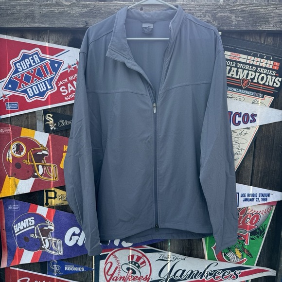 Size L - Vtg Nike Full Zip Nylon Stretch Vented Running Jacket Black - Picture 1 of 4